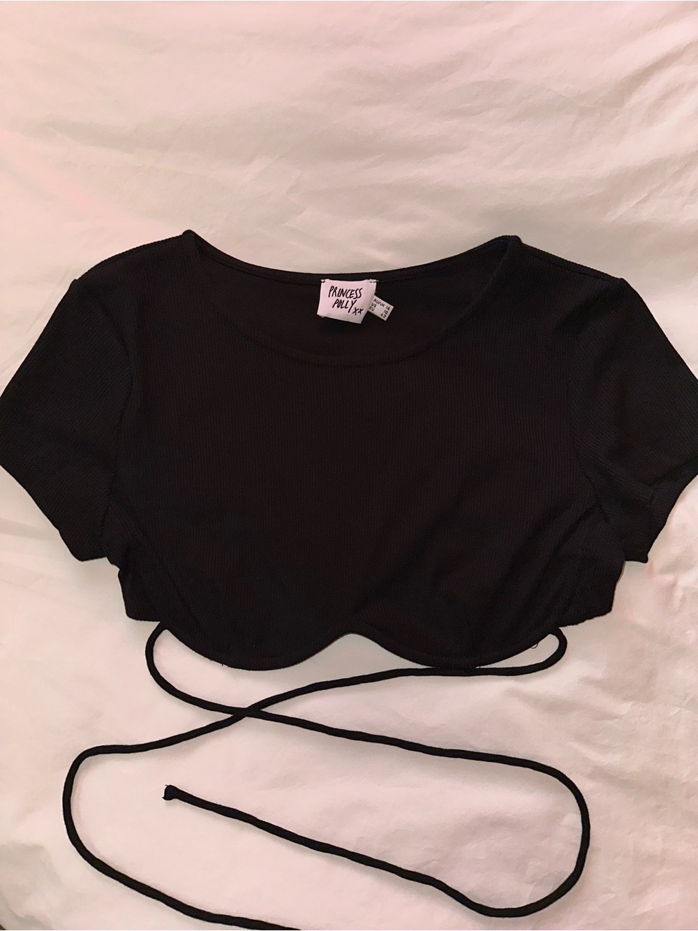 PRINCESS POLLY BLACK RIBBED CROP TOP